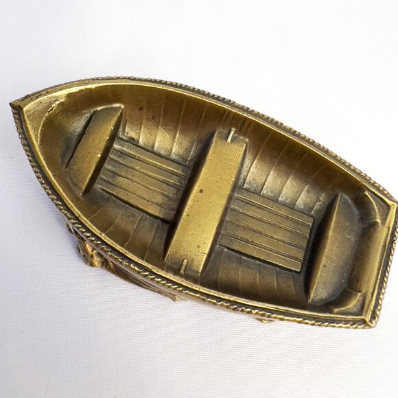 Brass Rowboat Sculpture Philadelphia Manufacturing Co. Vintage Nautical Decor 19 - Picture 3 of 10